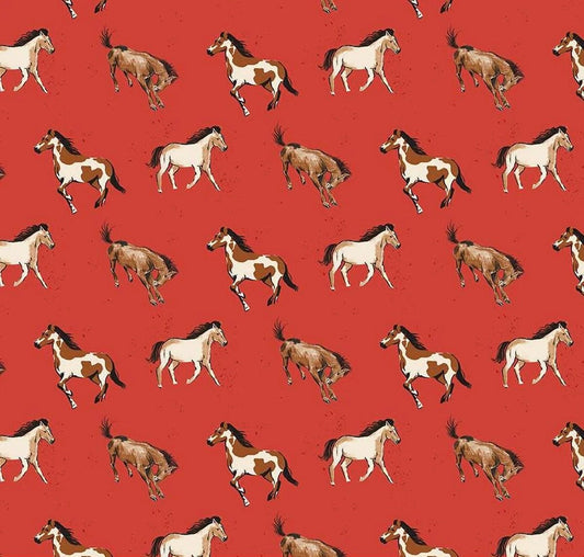 Riley Blake Wild Rose Fabric Collection Horses on Red Premium 100% Cotton Quilt Shop Quality Fabrics