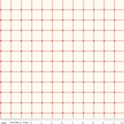END OF BOLT 15" Riley Blake Sweetbriar Fabric Collection Plaid on Cream C14024-Cream