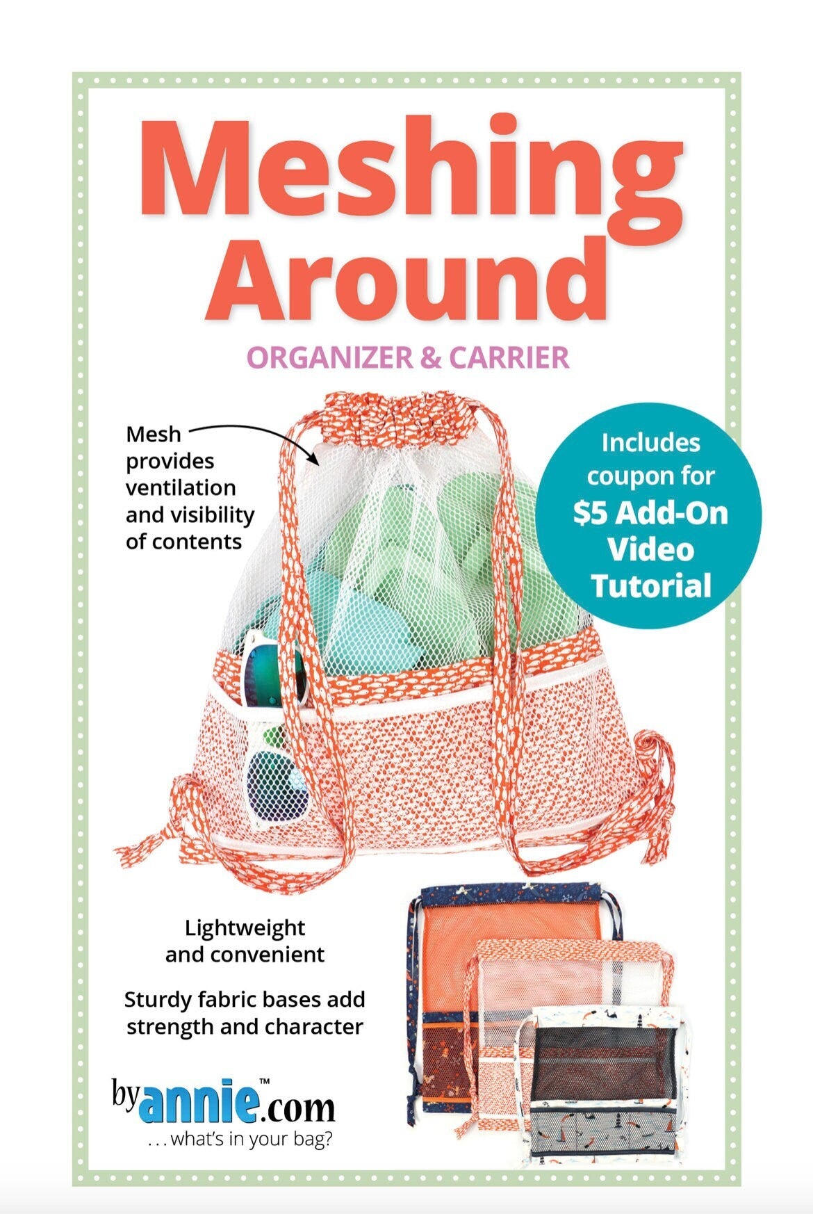 ByAnnie Meshing Around Organizer and Carrier Pattern - 3 Size Variations Per Pattern (14 Colors of 18"x54" Mesh Packs Sold Separately)