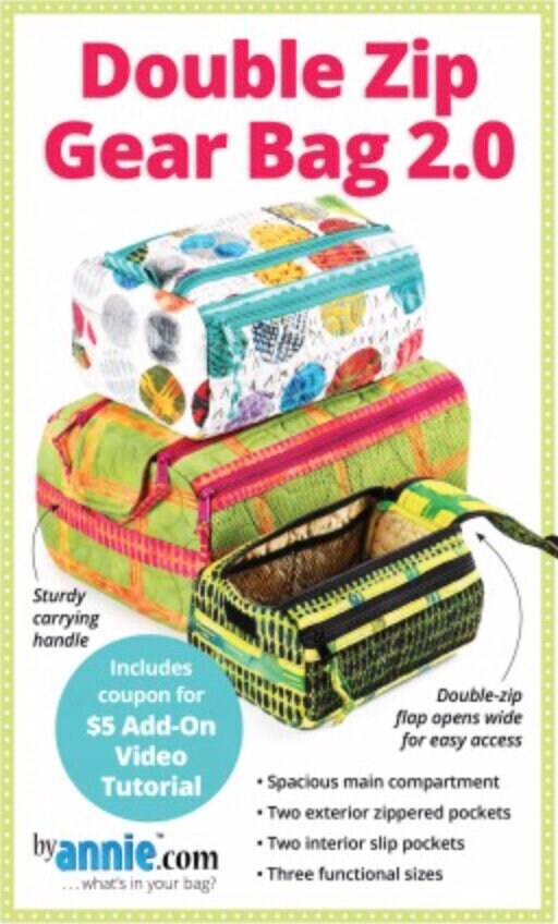 ByAnnie Double Zip Gear Bag 2.0 Pattern - 3 Size Variations Per Pattern (14 Colors of 18"x54" Mesh Packs Sold Separately)