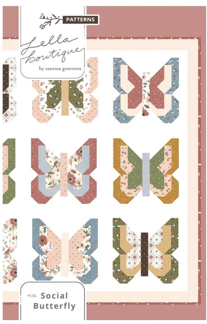 Lella Boutique Social Butterfly Quilt Pattern Finished Size: 75"x75"