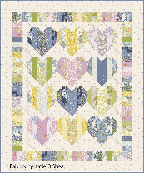 Black Mountain Needleworks Heartstrings Quilt Pattern Finished Size: 56"x68"