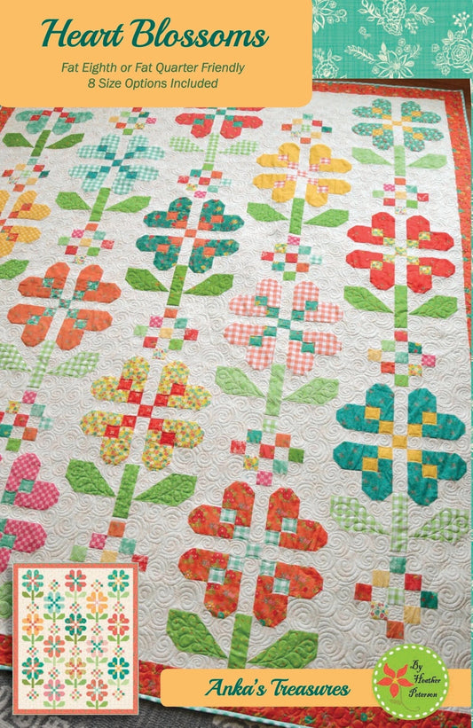 Anka's Treasures Heart Blossoms Quilt Pattern - 5 Size Variations Per Pattern