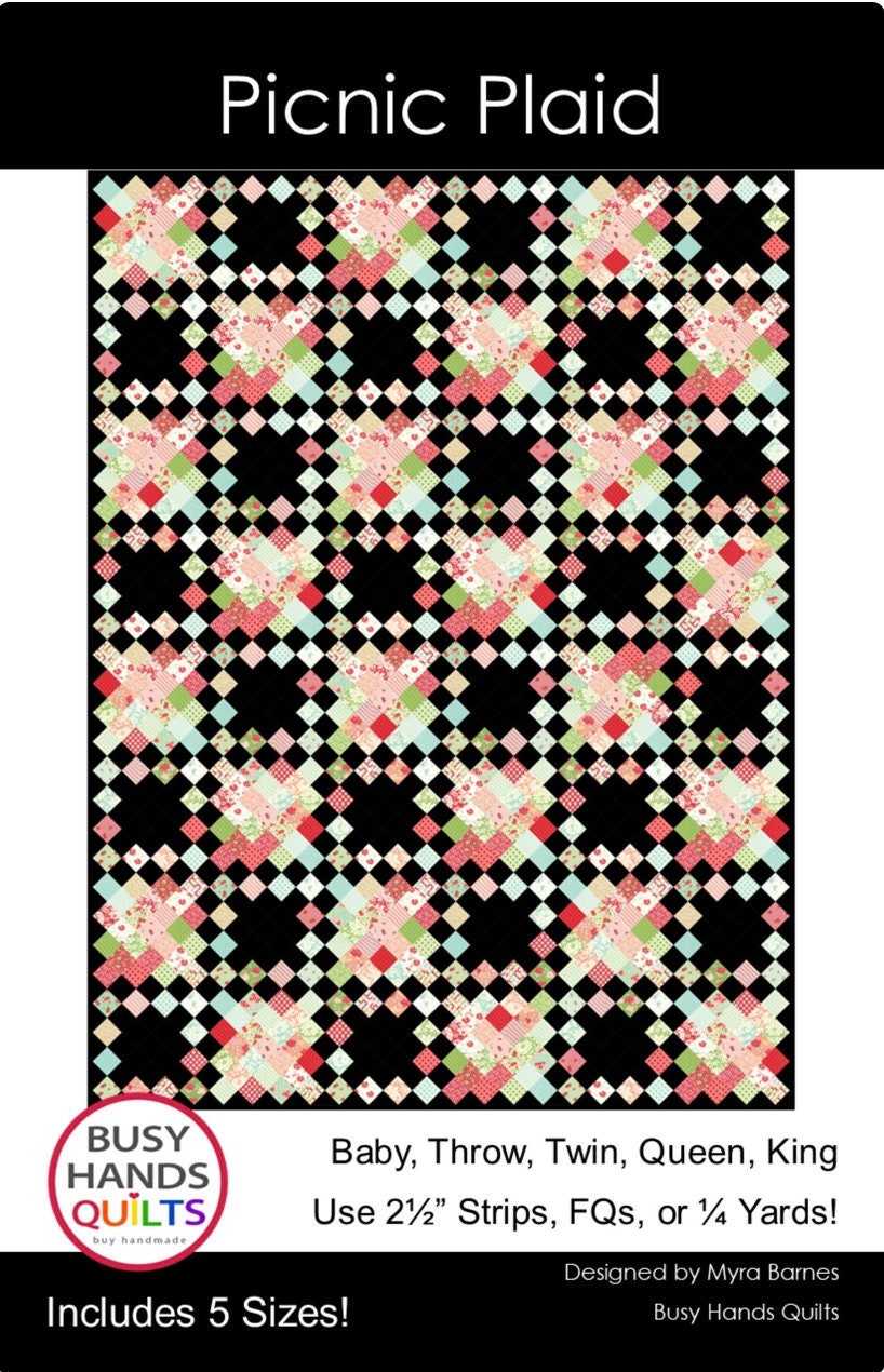 Busy Hands Quilts Picnic Plaid Quilt Pattern - 5 Size Variations Per Pattern