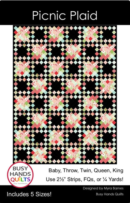 Busy Hands Quilts Picnic Plaid Quilt Pattern - 5 Size Variations Per Pattern