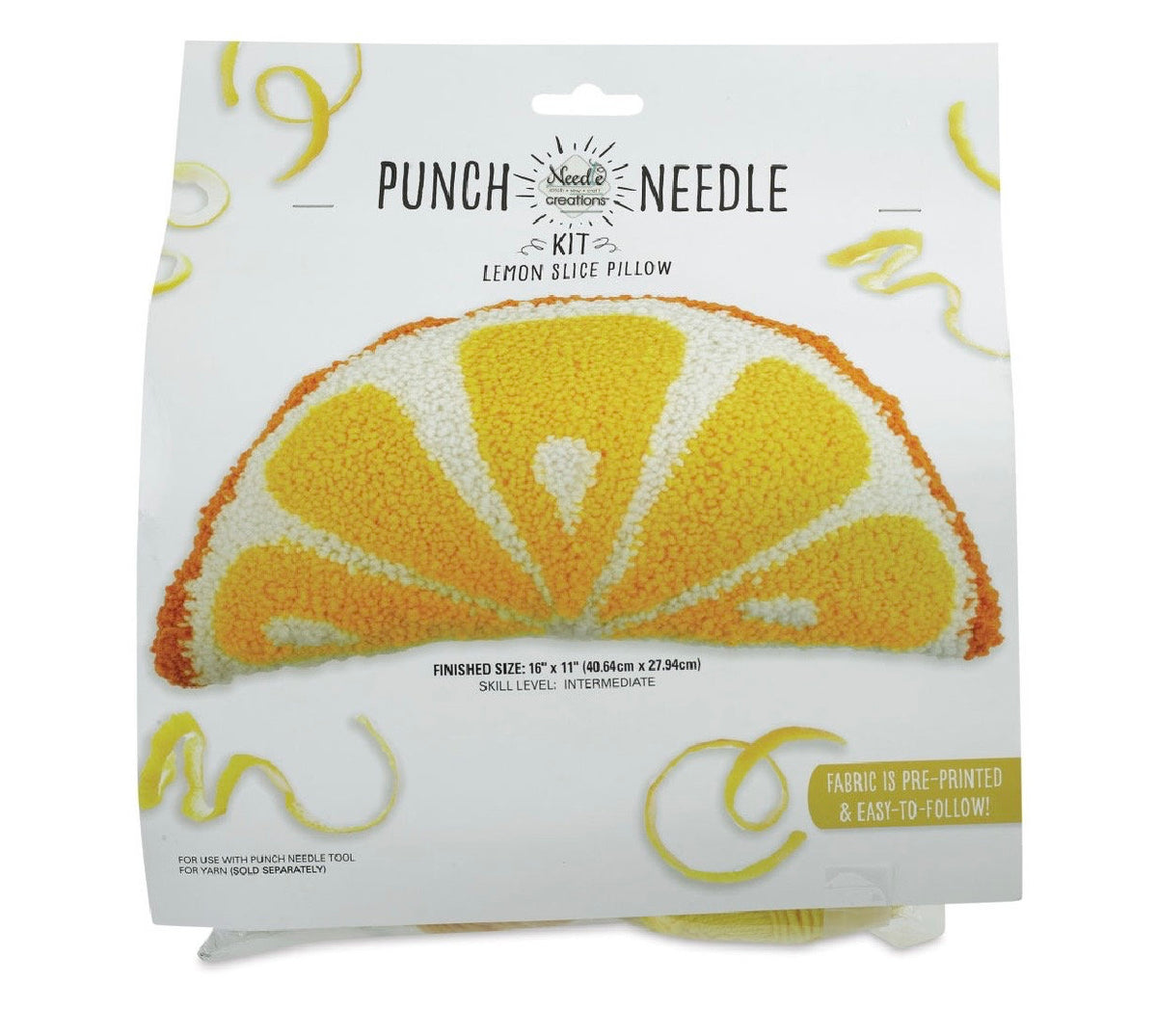 Fabric Editions Needle Creations™ Lemon Slice Punch Needle Pillow Kit Finished Size: 16"x11"