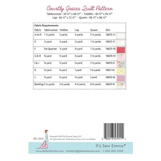 It’s Sew Emma Courtly Graces Quilt Pattern - 4 Size Variations Per Pattern