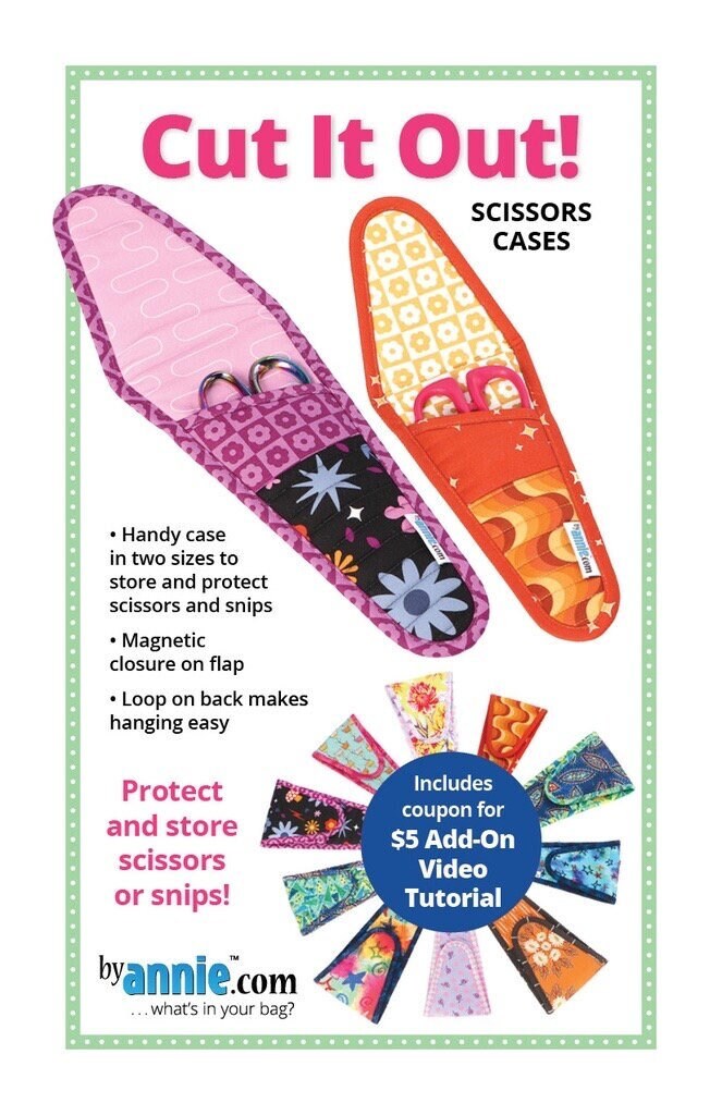ByAnnie Cut It Out Scissor Pouch Pattern - 2 Size Variations Per Patter) (14 Colors of 18"x54" Mesh Packs Sold Separately)