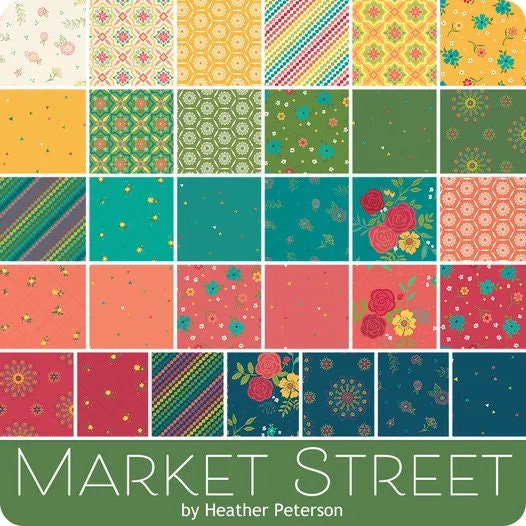 Riley Blake Heather Peterson Market Street Fabric Collection Main Print Large Floral on Tea Rose Premium 100% Cotton Fabrics