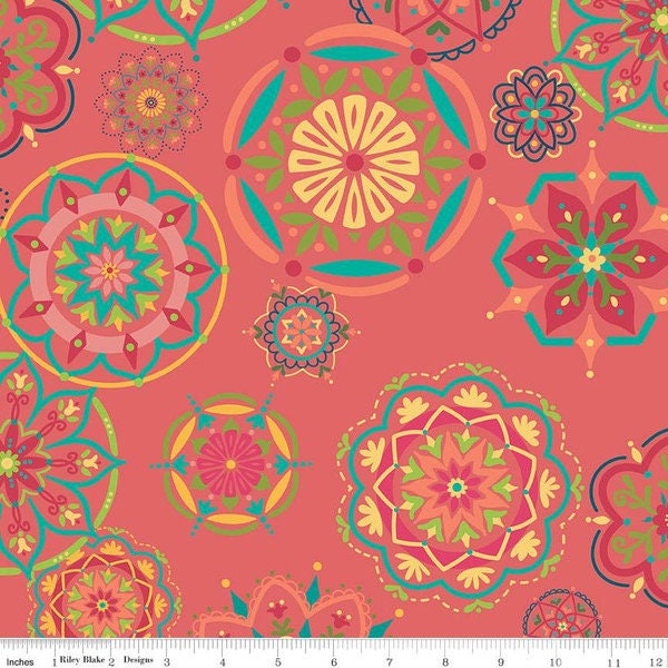 Wideback Riley Blake Heather Peterson Market Street Fabric Collection Tea Rose ( 106"-108" Wide) Premium 100% Cotton Fabrics