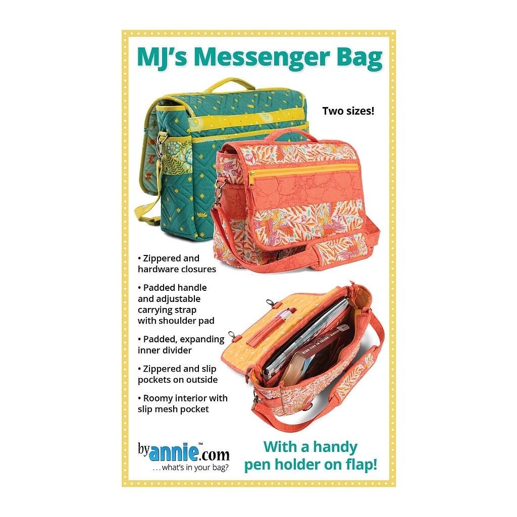 ByAnnie MJ's Messenger Bag Pattern - 2 Size Variations Per Pattern (14 Colors of 18"x54" Mesh Packs Sold Separately)