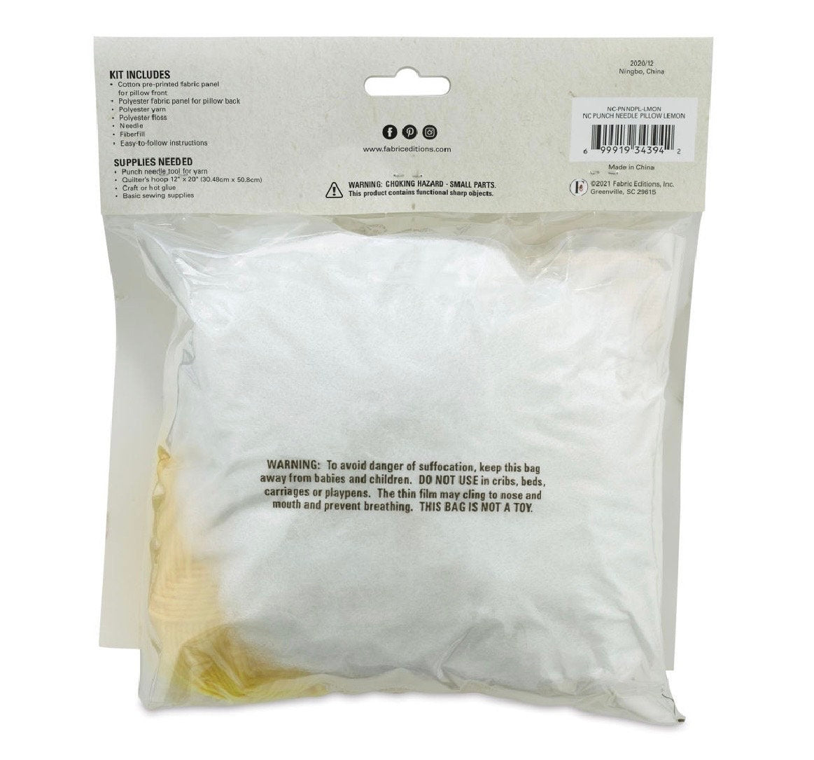 Fabric Editions Needle Creations™ Lemon Slice Punch Needle Pillow Kit Finished Size: 16"x11"