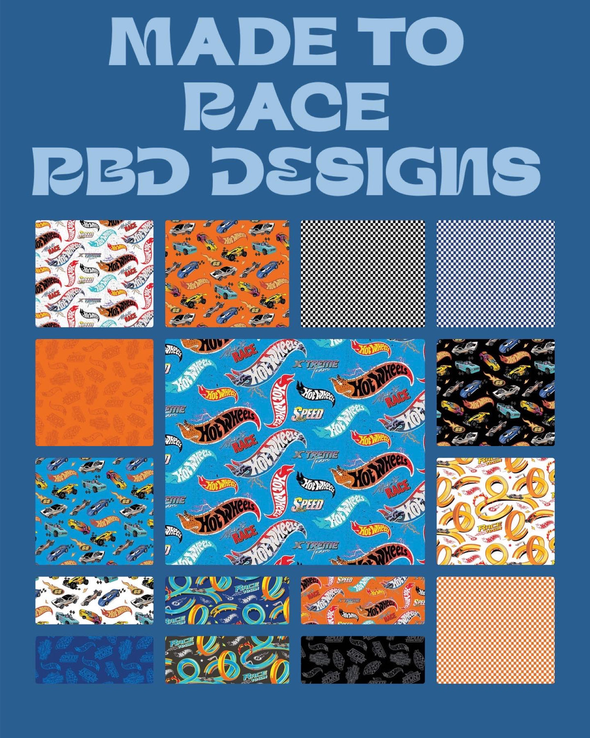 Riley Blake Made to Race Hot Wheels Fabric Collection Tone-on-Tone Orange Authentic Premium 100% Cotton Quilt Shop Quality Fabrics