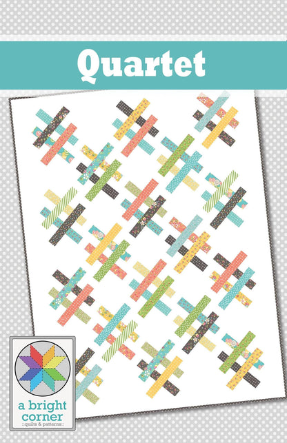 A Bright Corner Quartet Quilt Pattern - 4 Size Variations Per Pattern