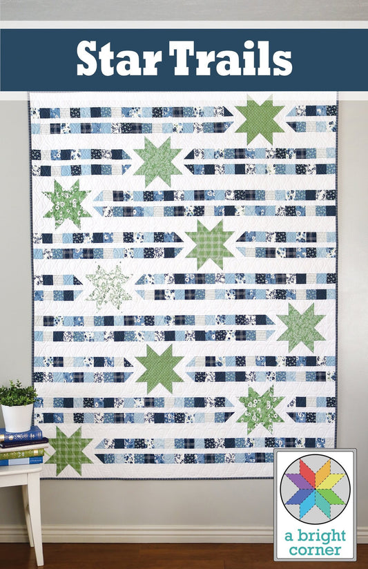 A Bright Corner Star Trails Quilt Pattern (2 Size Variations Per Pattern)