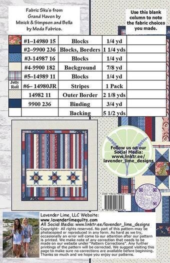 LavenderLime God Shed His Grace Quilt Pattern Finished Size: 74.5"x78.5"