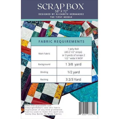 The Tipsy Needle Scrap Box A Fun Scrappy Quilt Pattern Finished Size: 58"x72" TTN-128