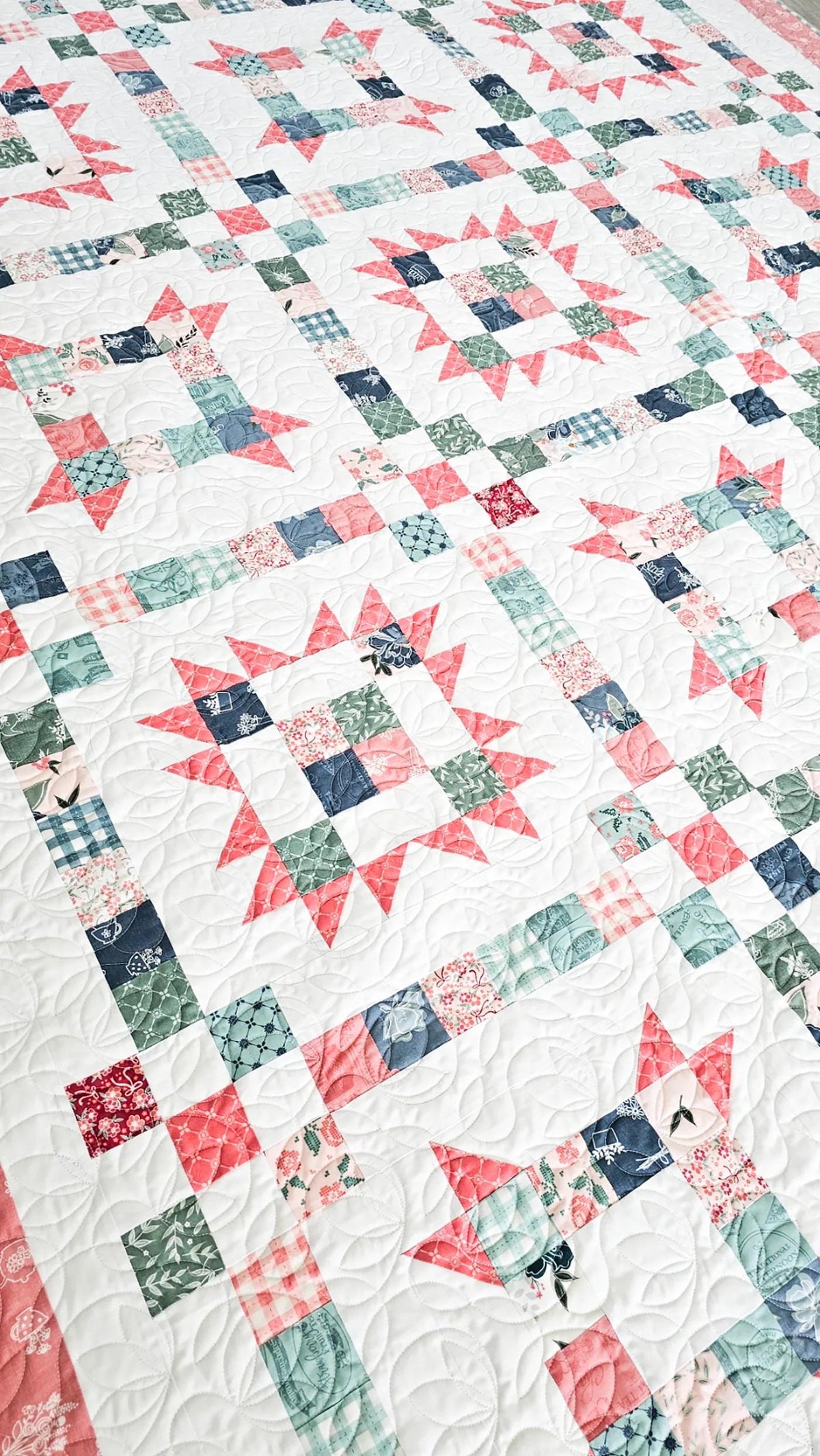 Flamingo Toes Tea Cakes Quilt Pattern Finished Size: 71"x89"