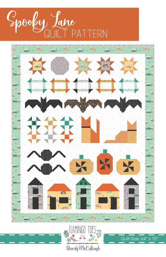 Flamingo Toes Spooky Lane Quilt Pattern Finished Size: 64"x78"
