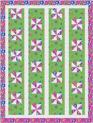 Fabric Cafe Pinwheel Lane Quilt Pattern (uses only 3YDS of fabric) Finished Size: 43"x57"