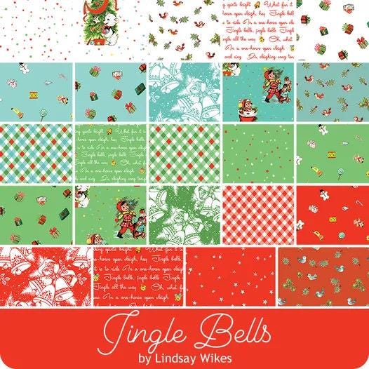 Riley Blake Jingle Bells Fabric Collection 10" Stacker - 42 Pieces Per Bundle