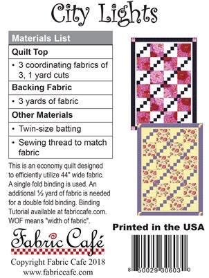 Fabric Cafe City Lights Quilt Pattern Finished Size 43”x61”