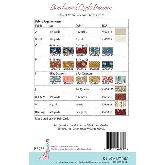 It’s Sew Emma Beechwood Quilt Pattern - 2 Size Variations Per Pattern ISE-286