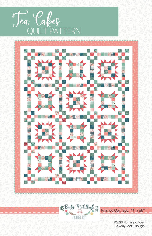 Flamingo Toes Tea Cakes Quilt Pattern Finished Size: 71"x89"