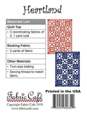 Fabric Cafe Heartland Quilt Pattern Finished Size: 43”x61”