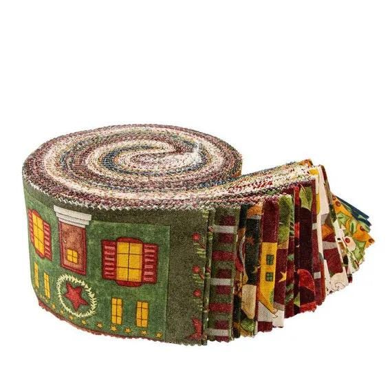 Riley Blake Up On The Housetop Fabric Collection 2.5" Rolie Polie
