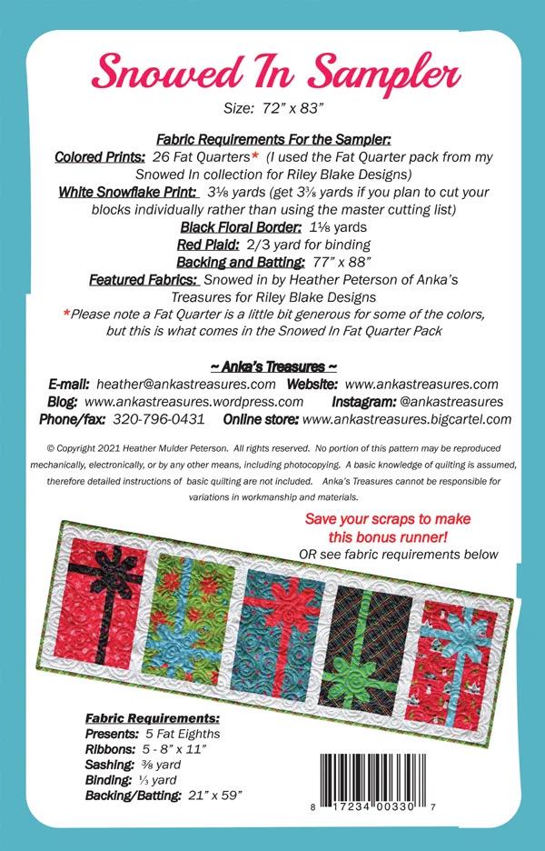 Anka's Treasures Snowed In Sampler Quilt Pattern Finished Size: 72"x83"