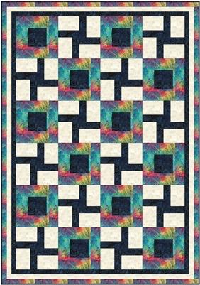 Fabric Cafe Courtyard Quilt Pattern - Uses Only 3 Yards of Fabric Finished Size: 44"x62"
