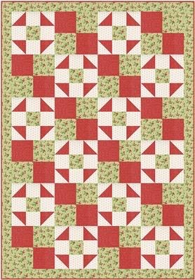 Fabric Cafe Merry & Bright Quilt Pattern - Uses Only 3 Yards of Fabric Finished Size: 40"x58"