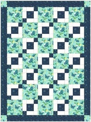 Fabric Cafe Stepping Stones Quilt Pattern - Uses Only 3 Yards of Fabric Finished Size: 43.5"x58.5"