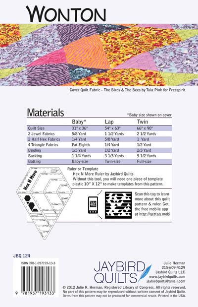 Jaybird Quilt Wonton Quilt Pattern - 3 Size Variations Per Pattern