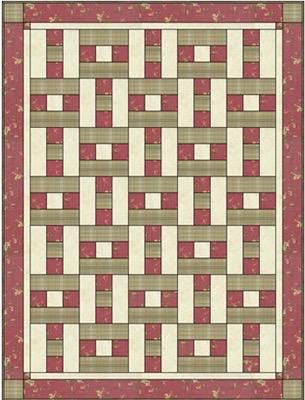 Fabric Cafe HopScotch Quilt Pattern - Uses Only 3 Yards of Fabric Finished Size: 44.5"x59.5"