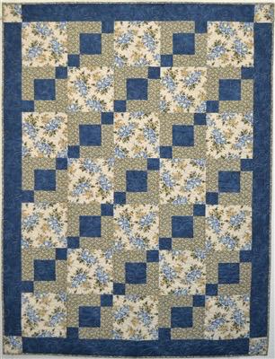 Fabric Cafe Stepping Stones Quilt Pattern - Uses Only 3 Yards of Fabric Finished Size: 43.5"x58.5"