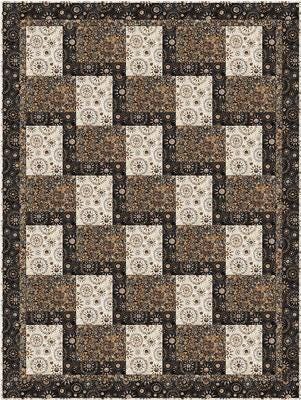 Fabric Cafe Stepping Up Quilt Pattern - Uses Only 3 Yards of Fabric Finished Size: 44.5"x59.5"