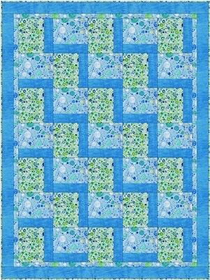 Fabric Cafe Stepping Up Quilt Pattern - Uses Only 3 Yards of Fabric Finished Size: 44.5"x59.5"