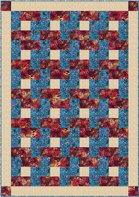Fabric Cafe Trellis Quilt Pattern - Uses Only 3 Yards of Fabric Finished Size: 43"x61"