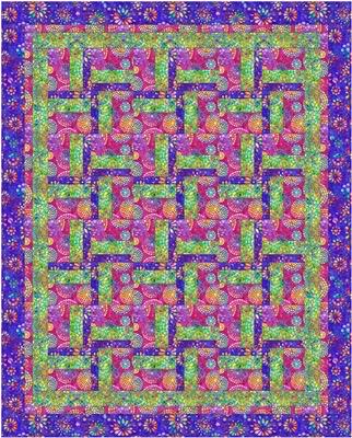 Fabric Cafe Windmill Quilt Pattern - Uses Only 3 Yards of Fabric Finished Size: 44.5"x55.5"