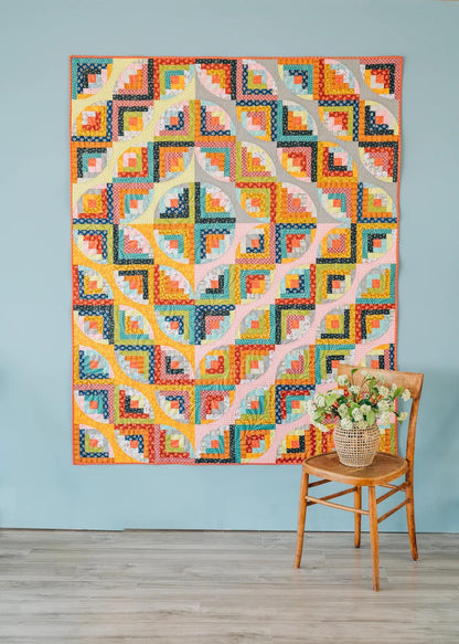Sew Kind of Wonderful Curvy Log Cabin Quilt Pattern Finished Size: 60"x75"