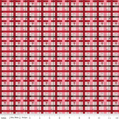 Riley Blake Jennifer Long To Grandmother's House Fabric Collection Lumberjack Plaid on Pink Premium 100% Cotton Quilt Shop Quality Fabrics