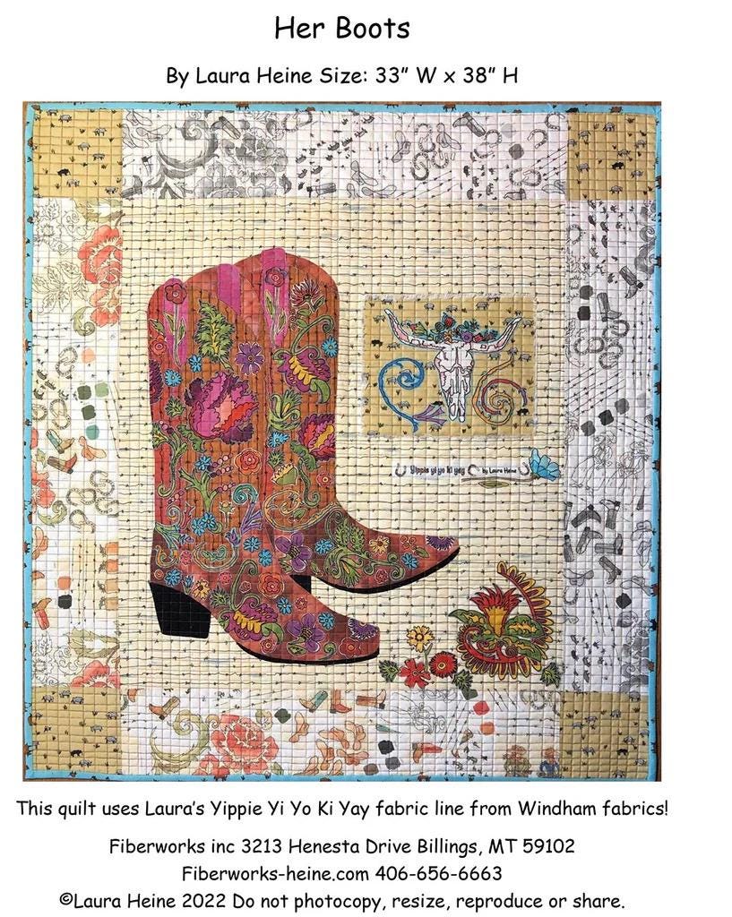 Laura Heine Her Boots Wall Quilt Pattern Finished Size: 33"x38"