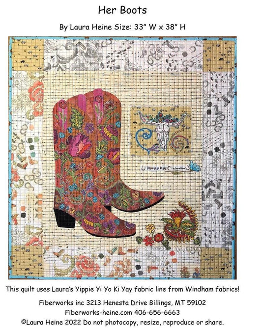 Laura Heine Her Boots Wall Quilt Pattern Finished Size: 33"x38"