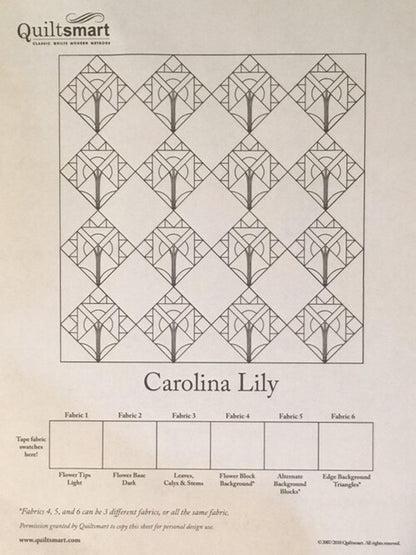 Quiltsmart Carolina Lily Printed Interfacing & Instructions Pack - 3 Size Variations Per Pack