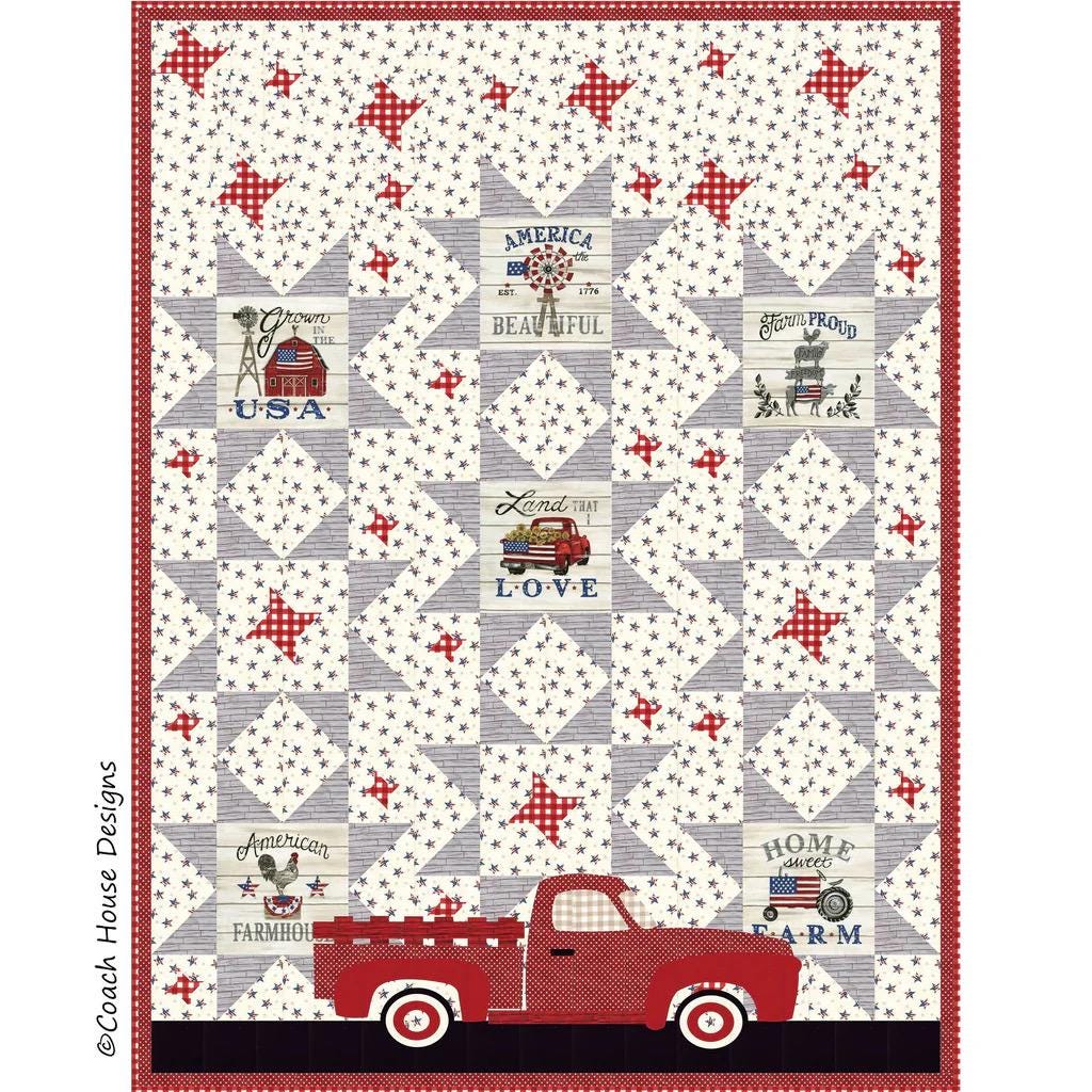 Coach House Designs Cruisin’ Quilt Pattern Finished size 62”x82”