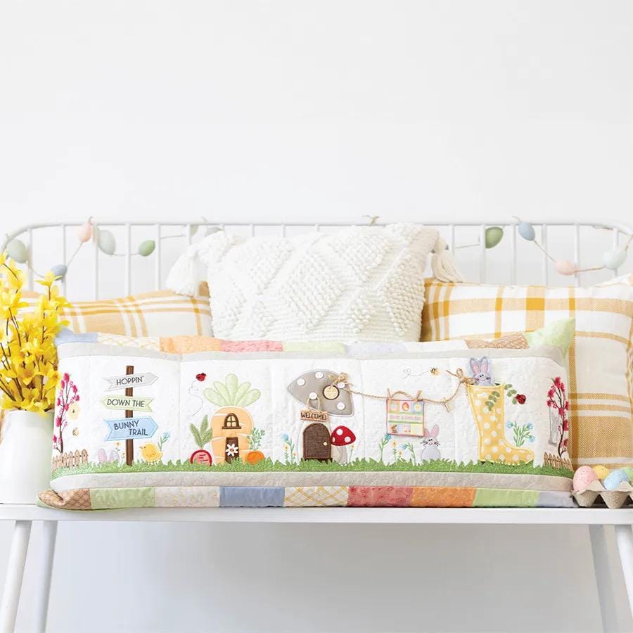 Kimberbell Hoppin Down The Bunny Bench Pillow Collection (Machine Embroidery CD, Fabric Kits, Thread Kits, & Embellishment Kits Sold Separately)