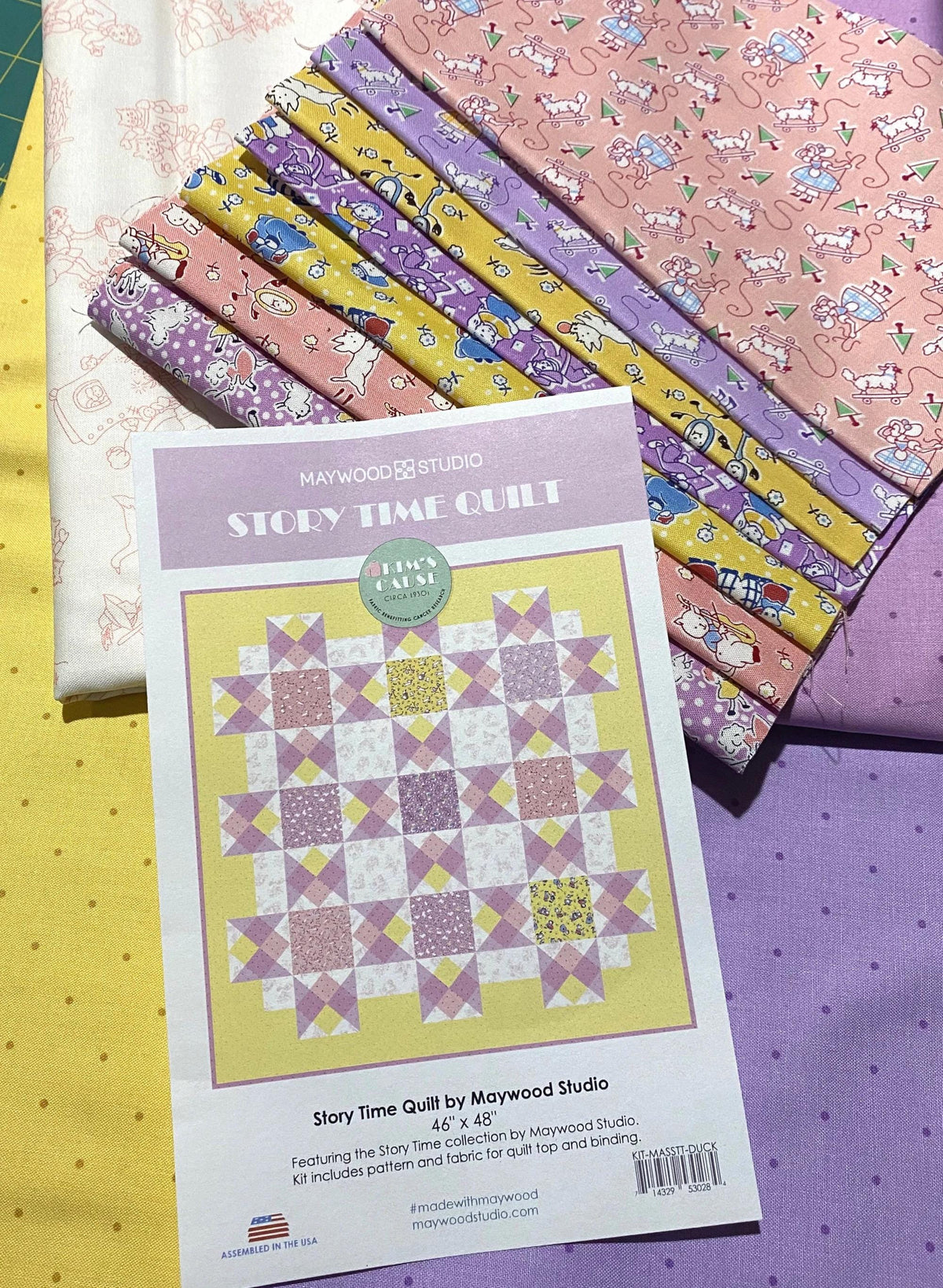 Maywood Studio Story Time Fabric Collection Story Time Quilt Kit Finished Size: 46"x48" Premium 100% Cotton Quilt Shop Quality Fabrics