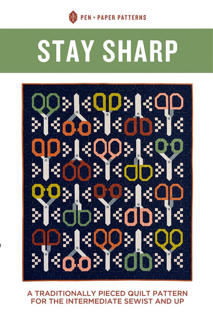 Pen + Paper Patterns Stay Sharp Quilt Pattern Finished Size: 58"x67.5” (Optional Fineline Glue Tip Sets Available)